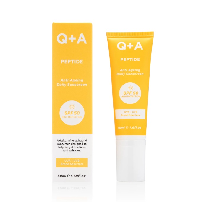 Q+A Peptide Anti-Ageing Daily Sunscreen SPF 50 High Protection 50ml